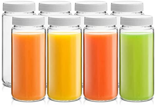 Desikixudy Lot de 8 bouteilles en verre de 473 ml avec bouchon avec couvercles et bocaux de couleur transparente