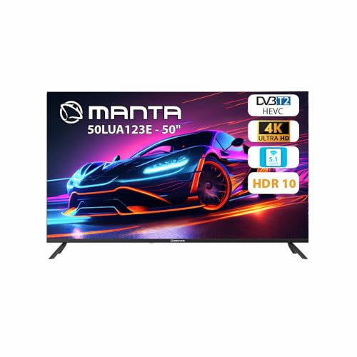 Manta Immersive Smart TV 50'' 4K-UHD - 50LUA123E - TV da 50 pollici - Processore quad-core e riduzione digitale del rumore 3D - Smart TV 4k - TV LED 4k Smart con Wi-Fi - Frameless