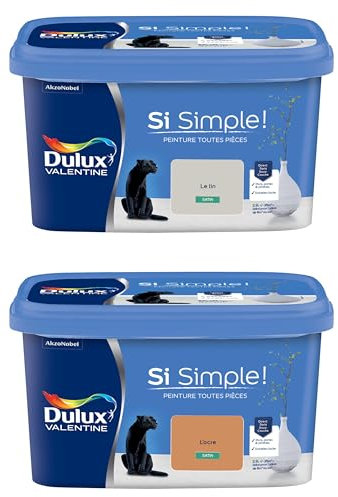 Dulux Valentine Peinture Si Simple Peinture Intérieure Toutes Pièces Satin - Peinture Murs et Plafonds, Portes et Plinthes - Lot de 2 - Couleurs : Le Lin & L'Ocre 2,5 L