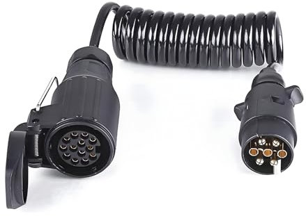 Woola 7 auf 13 Polig Anhänger Verlängerungskabel,12V Anhänger Adapter mit 1,6m Anhänger Verlängerungskabel Spiralkabel für Wohnwagen KFZ Caravan RV Traktor