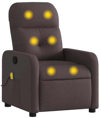 vidaXL Massagesessel, Sessel Verstellbare Rückenlehne Fußteil, Fernsehsessel Relaxsessel mit Liegefunktion, Liegesessel Polstersessel Ruhesessel, Dunkelbraun Stoff