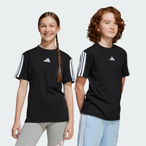 adidas Unisex Kinder Essentials 3 Stripes Shirt, Black/White, 9-10 Years