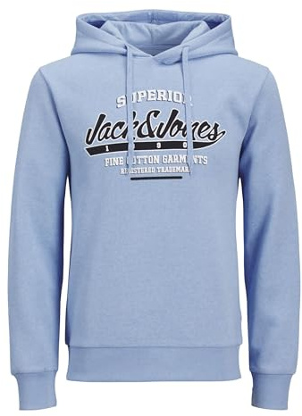 JACK&JONES JJELOGO Sweat Hood 2 COL 24/25 Noos, Chambray blue/detail: melange, S