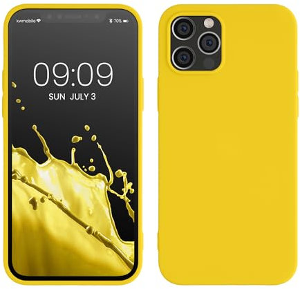 kwmobile Case Compatible with Apple iPhone 12 / iPhone 12 Pro Case - Soft Slim Protective TPU Silicone Cover - Radiant Yellow