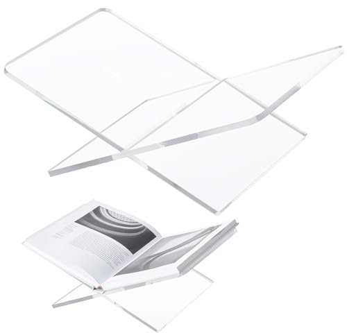 Acryl Buchständer 38 x 24 x 14 cm Buchhalter großen offenen Buch Display Stand für Display Kochbuch Kunstbuch Bibel Gästebuch - Couchtisch Leseständer zum Lesen – Transparenz, Große