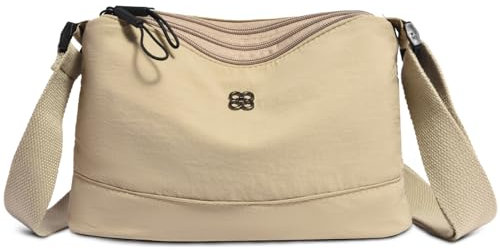 cotwoco Crossbody Bag – Umhängetasche Damen Wasserdicht Nylon Kleine Umhängetasche,Leichte Schultertasche Verstellbarer Breitem Freizeit Kleine Messenger Bag für Einkaufen, Reisen 3 fächern