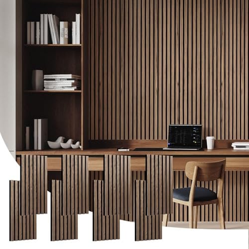 8 Pcs Wood Wall panels, 60cm×28.5cm Wood Slat Acoustic Panels Sound Absorbing,Noise Sound Dampening Panels for Living Room,Bedroom, Studiio,Office -Walnut