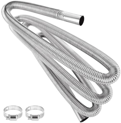 LOPYXBR Tubo di scarico per generatore di corrente, tubo di scarico 300 cm, con 2 clip in acciaio inox, tubo di scarico per riscaldamento diesel