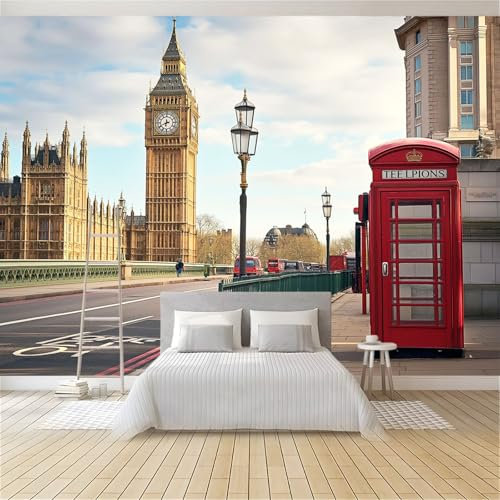 Fototapete Blick Auf Den Big Ben In London 200x140 cm Vlies Tapete 3D Effekt Moderne Wandtapete Dekoration, für Wohnzimmer Schlafzimmer TV-Hintergrund Wanddeko Wallpaper