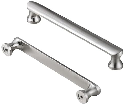 Druvlium Brushed Nickel Kitchen Cupboard Handles - 10 Pack, 128mm Hole Spacing, Drawer & Cabinet Handles