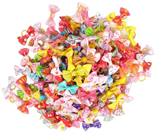 50 lazos para el pelo de perro, lazos para el pelo de cachorro con bandas de goma elásticas, accesorios para el pelo de mascotas para perros pequeños y medianos, pinzas para el pelo de perro de
