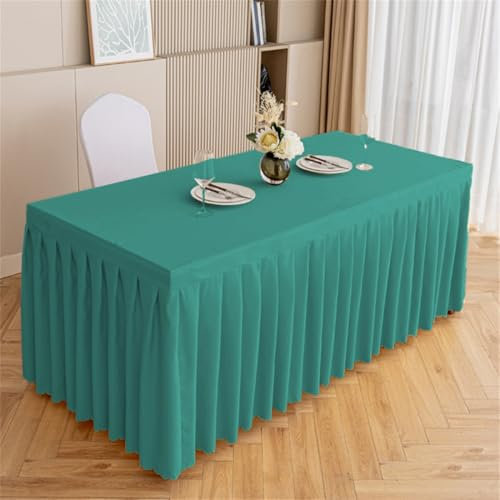 Odot Party Deko Tischrock Rechteck, Tischröcke Für Babyparty Waschbare und Wiederverwendbare Tischdekoration Tischdecke für Hochzeit, Bankette und Events (140x60x75cm,Türkis)
