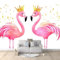 Papier Peint Photo Peinture À L'Aquarelle Flamant Rose 400x280 cm Papier Peint Panoramique Papier Peint intissé Murale Pour Chambre De Fille, Garçon, Chambre De Bébé Salon Chambre Décor