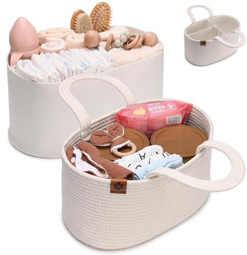 Redcoutt Baby Windel Caddy Organizer, Baby Wickelkorb Organizer für den Wickeltisch, Geschenk für Babyparty, Auto Organizer, Wickeltisch Organizer, Tragbare Windeltasche (Beige)