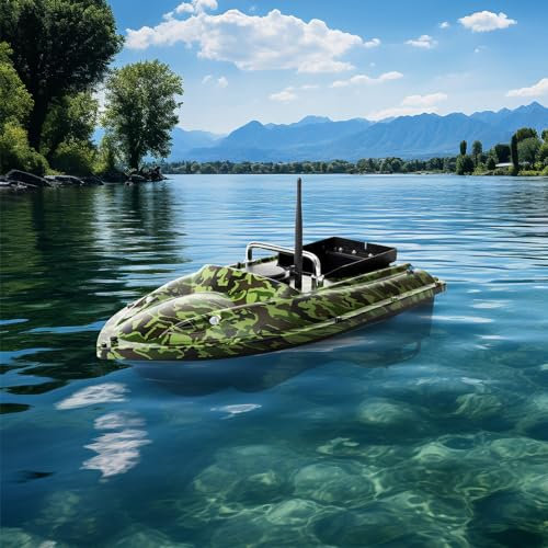 Taozhiyy Fernbedienung Angel Köder Boot, RC Futterboot Fischköderboot, 1,5KG Angelköder Boot mit 500M Reichweite Ferngesteuertes & Nachtangeln LED-Licht, Angler Geschenke für Angler (Camouflage)