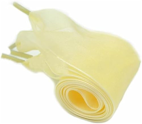 Cordones de zapatos, cordones de cinta de raso, cordones de hilo de nieve transparentes, 1 par de cordones de organza de 4 cm de ancho, cordones de banda plana, lazo de cinta, cordones de gasa de tul