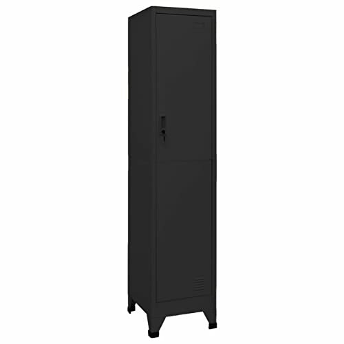 Xichuzi Schließfachschrank, Wertfachschrank, Fächerschrank, Spinte Schrank, Schließfachschrank, Schließfach, Aufbewahrungsschrã¤nke, Schwarz 38x45x180 cm Stahl