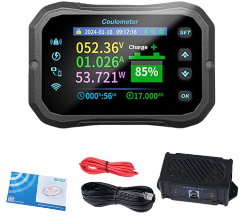 DewinLVD Batterie Monitor, Batteriewächter 12V 24V 36V 48V 72V Batterie Überwachung App Fernbedienung Farbdisplay mit Alarm Battery Guard 600A 10-100V für Wohnwagen Solaranlage