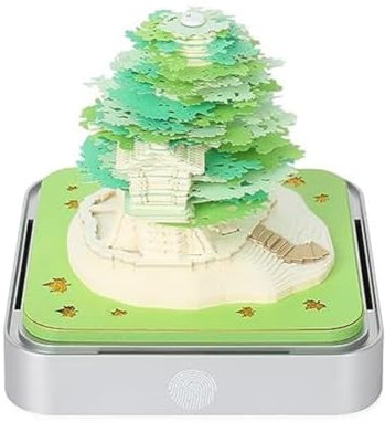 Wzxksoac 3D Notepad Desk Calendar Paper Sculpture Calendar 2024 Desk Calendar with Lights, 2024 Calendar Tree 3D Notepad Artopad Engraving