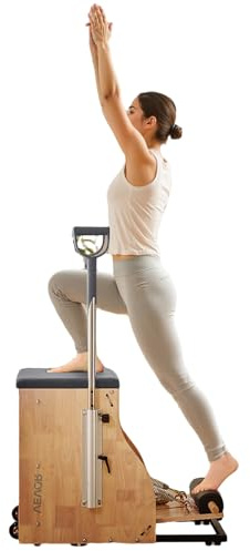 VEVOR Pilatesstol, kombination av delade pedaler och stabilitet med handtag, gummiram i trä, träningsutrustning för yoga, hemmagym och studior. 840 x 540 x (730) x 630 mm