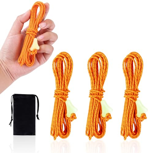 HIKEMAN Corda riflettente per tenda, 2 mm, UHMWPE, corda guida da campeggio, 4 m, con tenditore luminescente, per campeggio, escursionismo, tende da sole (arancione)