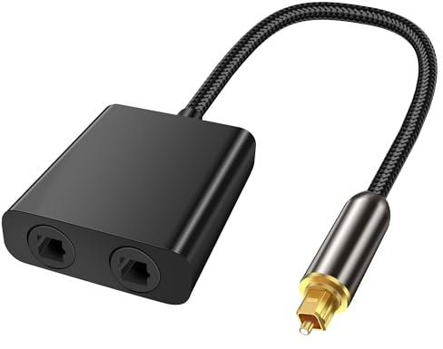 XMSJSIY Câble optique 1 en 2 sorties Toslink Digital Audio Fibre Optique Adaptateur Toslink 1 mâle vers 2 femelle Dual Port Switch Selector Connecteur plaqué or pour TV CD DVD Amplificateur Barre de