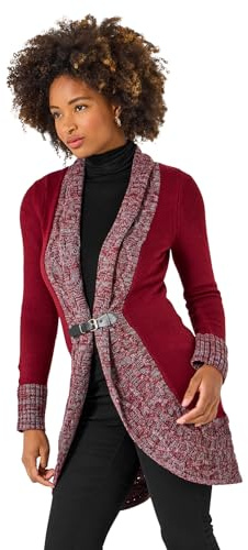 Joe Browns Women's Cosy Two Tone Knit Buckle Waist Cardigan, Regular, Purple, UK 8