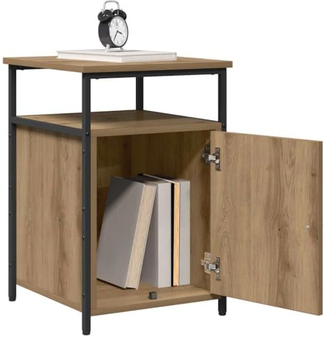 vidaXL Bedside Cabinet Artisan oak Engineered Wood, Modern Storage Nightstand, Compact Bedside Table, Functional Bedroom Organizer, Rectangular Design with Textured Surface