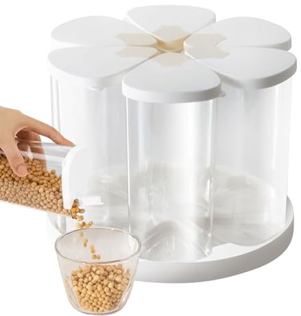Distributeur De Céréales Rotatif - 6 Grilles De Rangement De Cuisine | Organisateur De -Manger Avec 6 Cases | Récipient De Stockage Alimentaire Pour Sucre Farine Légumes Bonbons Haricots De Sucre