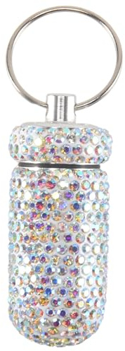 Osmond 1Pcs Bling Medicine Pill Bottle Capsule Storage Box Mini Portable Rhinestones Crystal Travel Case Tubes(Colorful)