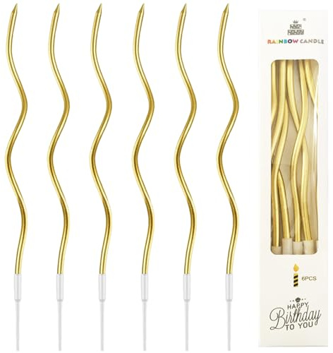 FeiatPogra 24 Pcs Spiral Birthday Candles Gold Cake Candles for Birthday Weddings Baby Showers Parties and Graduation Decorations