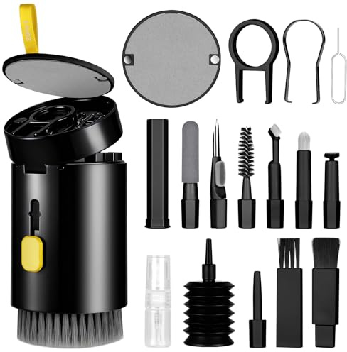 AYESY Keyboard Cleaning Kit, 20-in-1 Multifunctional Cleaner Kit, Electronics Cleaning Multi-Tool for Cleaning Mobile Phones, Earbuds,Camera Lens, Computers, Computer Monitor(Black)