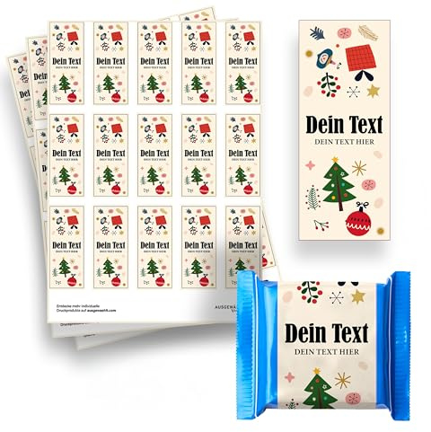 Schokoladenbanderolen selbst gestalten – 45 Aufkleber für Mini Schokolade personalisiert mit Text – Gastgeschenke an Hochzeit, Geburtstag – (Motiv 6)