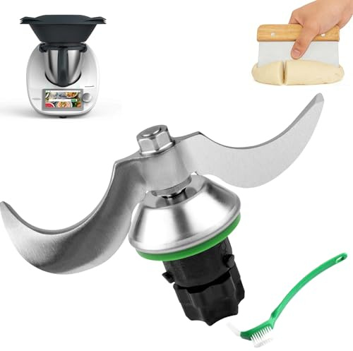 Teigmesser für Thermomix TM5 TM6, Edelstahl Knetmesser mit Dichtring für Vorwerk Thermomix Küchenmaschine, Schnelle Reinigung des Teigmessers (Enthält 1*Reinigungsbürste + 1*Teigschaber)