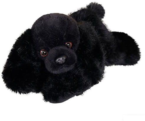 HOMEXYLYL Pudel Kuscheltier, Süßer Lebensechter Plüschtier mit Lockigem Fell für Weihnachten Geburtstag Geschenke Heimdekoration Kinder Erwachsene Mädchen Jungen(Black)