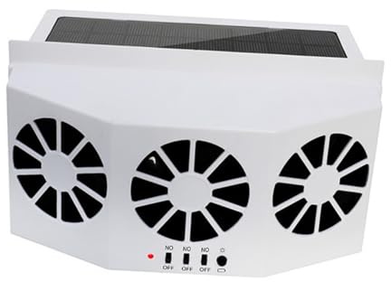 NOLITOY Ventilador de Escape Solar para Coche Blanco Ventiladores de Ventana para Coche Radiador de Energía Solar Tres Salidas Accesorios de Refrigeración para Automóviles Ventilador