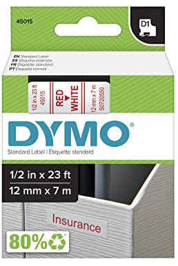 DYMO Standard D1 43610 Labeling Tape (Black Print on Clear Tape, 1/4'' W x 23' L, 1 Cartridge), DYMO Authentic