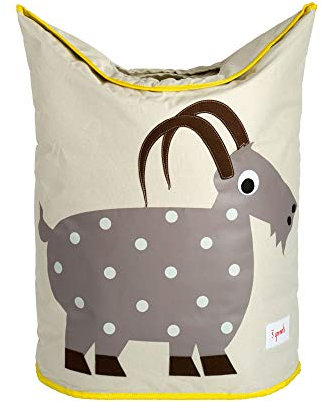 3 Sprouts - Wäschekorb Kinderzimmer - Wäschesack Kinder, Kinder Wäschekorb mit Tiermotiv - Wäschekorb Babyzimmer, Wäschesammler Kinder - Praktisch für Kinderzimmer - Ziege