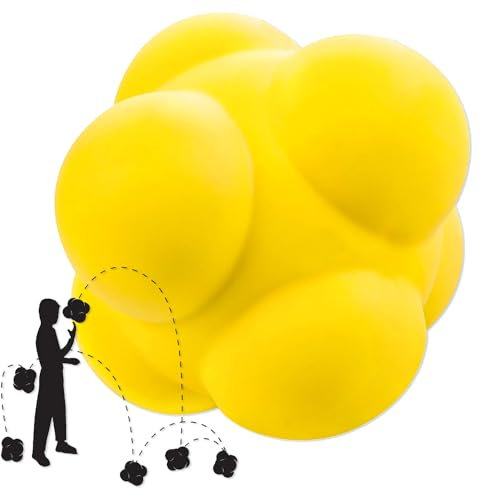 Sport-Thieme Jumbo Spaßball | XXL Riesen Spaßball mit 6-Seiten-Design | Verrückten Sprungeigenschaften | Ø 24 cm, 370 g | Gelber PU Schaumstoff