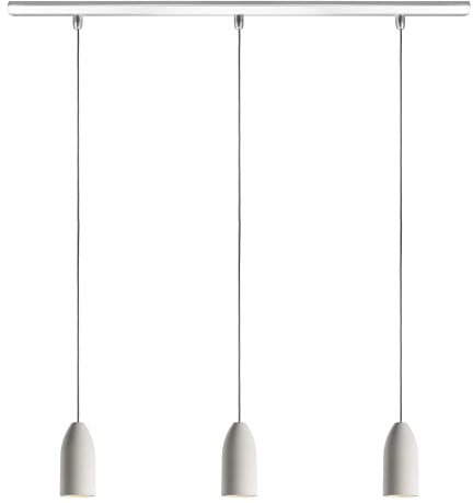 Buchenbusch urban design Pendelleuchte 3-flammig light edition, Beton Deckenlampe hängend mit Textilkabel Grau, Esszimmerlampe Hängeleuchte