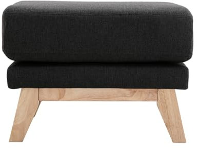 Miliboo Pouf Repose-Pieds déhoussable scandinave en Tissu Gris foncé et Bois Clair Oslo