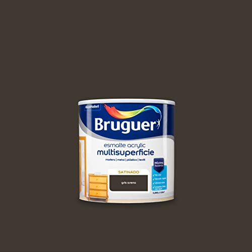 Bruguer Acrylic Multisuperficie Esmalte al agua Satinado Gris Arena 250 ml