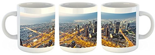 Unified Distribution Ansicht Vom Burj Khalifa Dubai - Tasse mit Motiv Bedruckt, 300ml C-Henkel. Tolles Geschenk für Büro, Küche, Geburtstag, Ihre Neue Lieblingstasse zum Frühstück