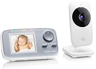 Motorola Nursery MBP 482 Video Babyphone / Baby-Überwachungskamera mit Zoom / 2.4 Zoll Farbdisplay / Infrarot-Nachtsicht und 300 Meter Reichweite, weiß