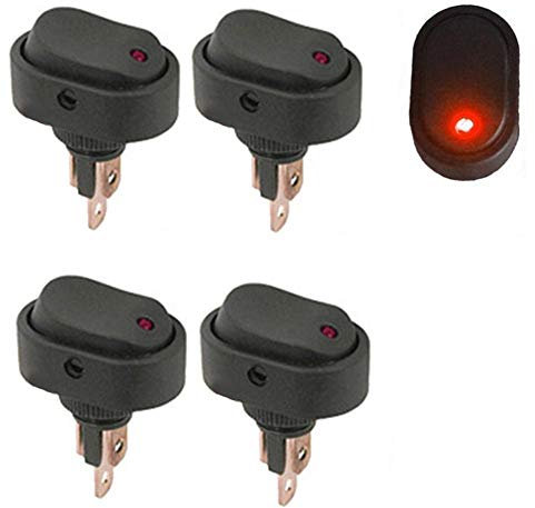 Qiorange 4Pcs Auto KFZ Schalter 12V 30A Wippschalter Ein-Ausschalter mit Rot LED Anzeige Wechsel Switch Kippenschalter Schalter
