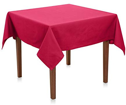 Tischdecke Baumwolle Linon - Uni, Einfarbig, Baumwolltischdecke, Tischtuch, Tischdeko (Pink, 130x130 cm)