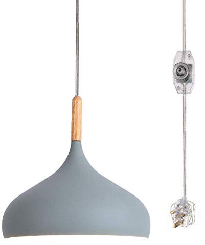 FSLiving Modern Plug in Pendant Light Fixture, Unique Swag Ceiling Lamp with 16.4 Ft Hanging Cord and On/Off Dimmable Switch for Kitchen Island Table Dining Room Bedroom Entryway (6.9 inches)