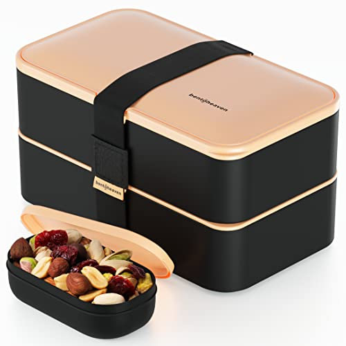 Premium Bento Lunchbox in 8 modernen Farben, 2 Fächer, auslaufsicher, inklusive Saucenbehälter, Trennwand, japanische Bento-Box für Erwachsene, mikrowellen- und spülmaschinenfest