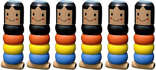 ISAKEN 6 Stück Hölzernes Mann Spielzeug, Unsterbliches Daruma Marionette, Wooden Man Magic Toy Unzerstörbares Holzspielzeug, Zauberrequisiten Hölzernes, Holz-Mann Magie Spielzeug Geschenk für Kinder