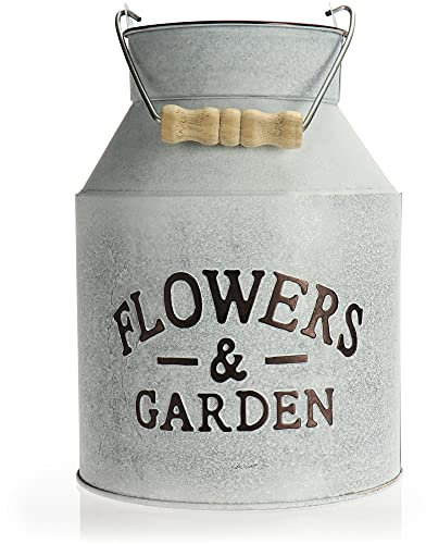 com-four® Blumentopf aus Metall - Milchkanne Übertopf - Pflanzentopf für Innen- und Außenbereich - Vintage Blumenkübel - Deko-Topf zum Hinstellen und Aufhängen - Landhausstil (Milchkanne - 1 Stück)